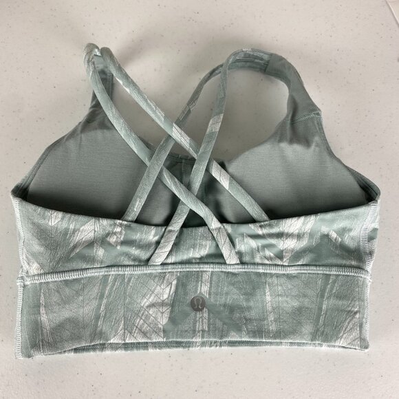 Lululemon Energy Longline Bra Size 2 Chevron Jacquard Silver Blue Womens 6 - Picture 2 of 5